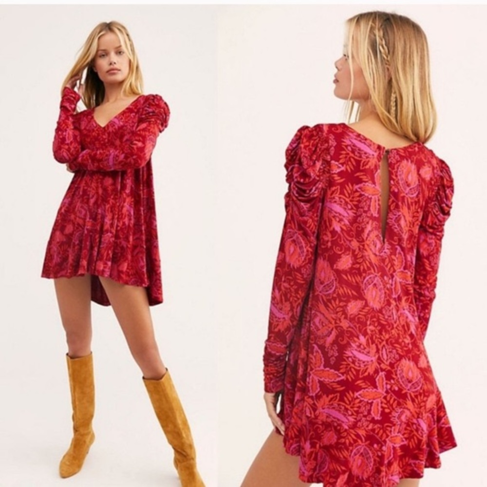 Free People Red Hello Lovely Tunic Dress